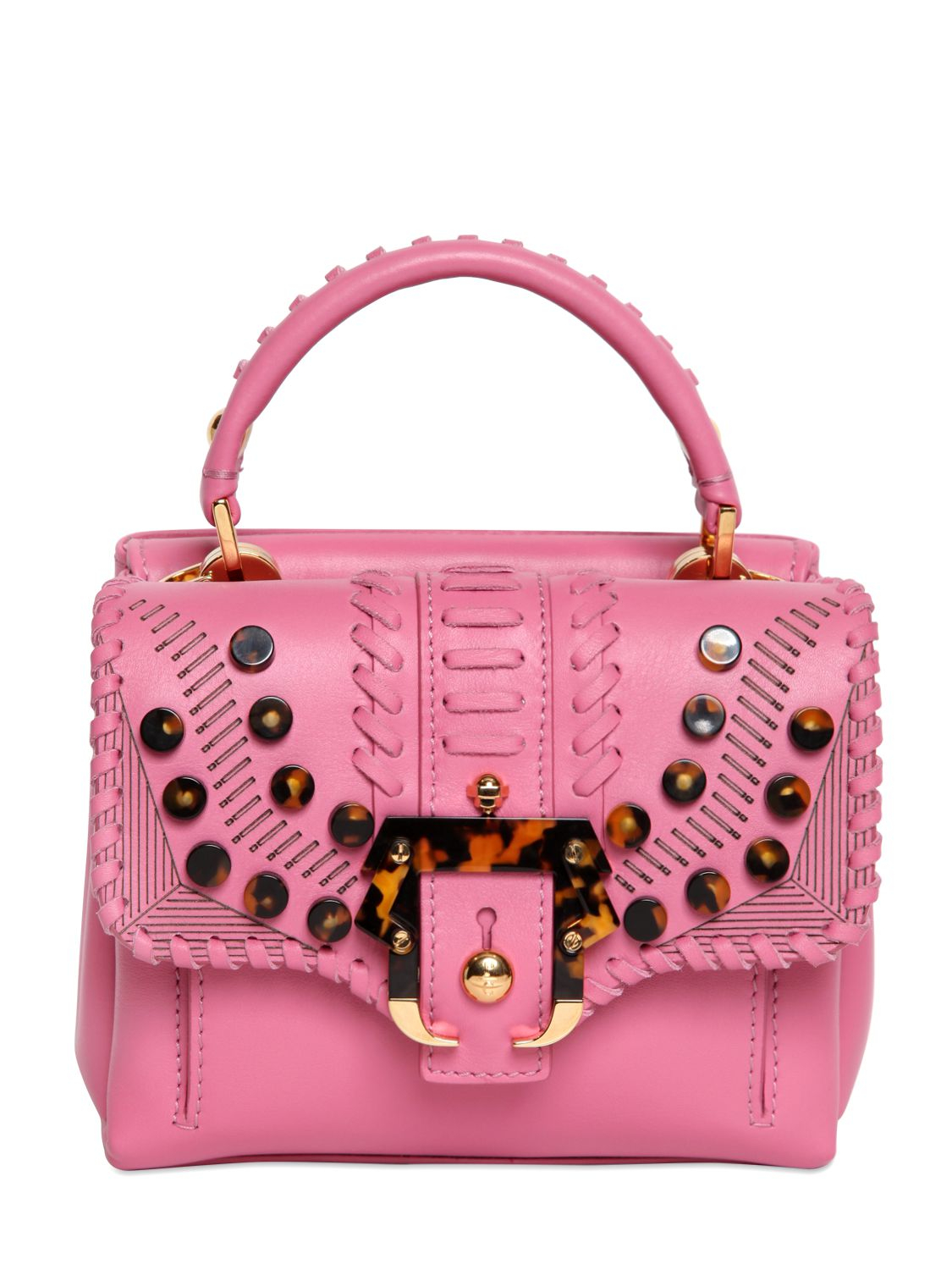 Paula Cademartori Dun Dun Leather & Perspex Shoulder Bag in Pink | Lyst