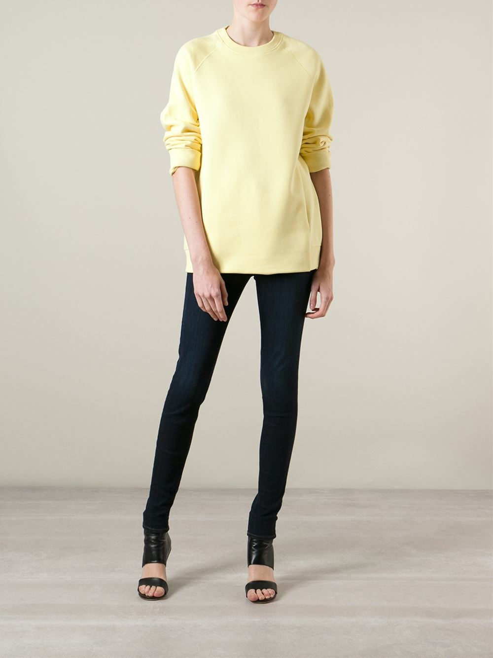 Acne studios Crew-Neck Cotton-Blend Sweatshirt in Yellow | Lyst