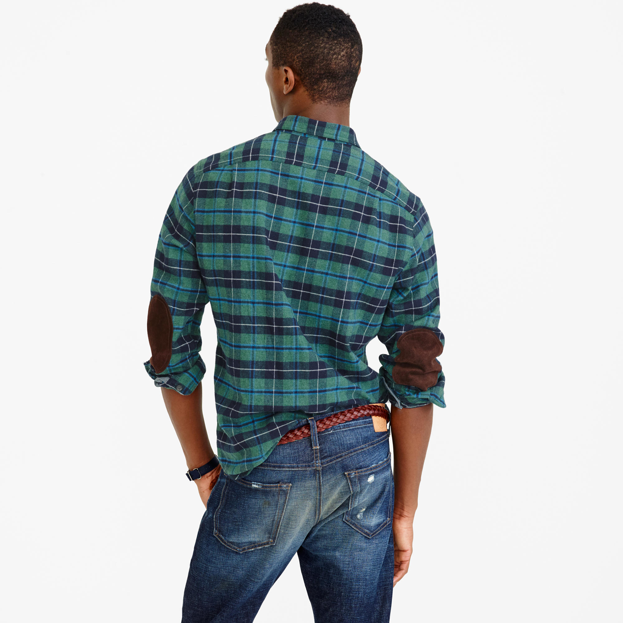 Lyst J.Crew Cottonwool Elbowpatch Shirt In Clark Plaid in Green for Men