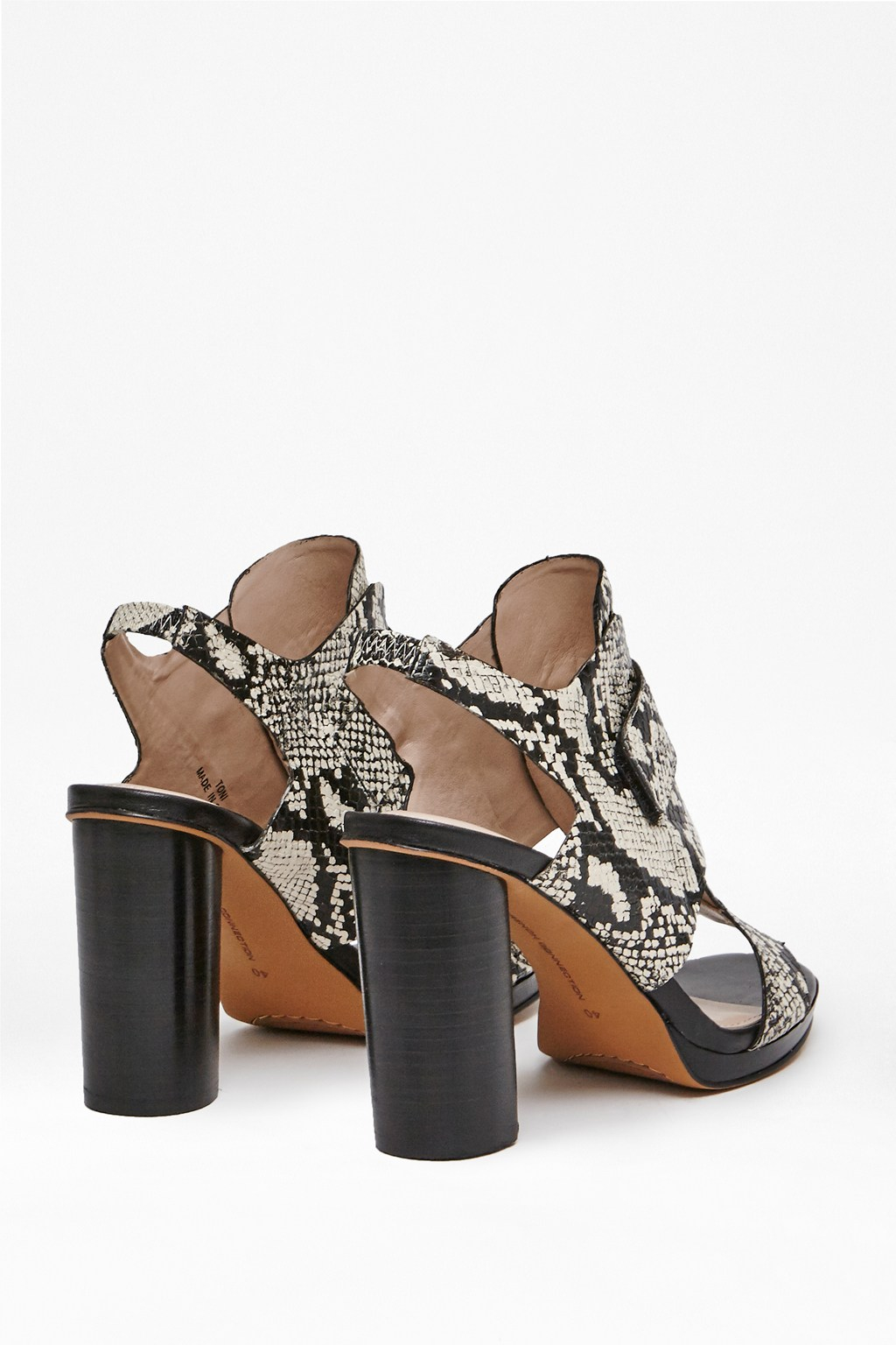 snake print slip on sandals