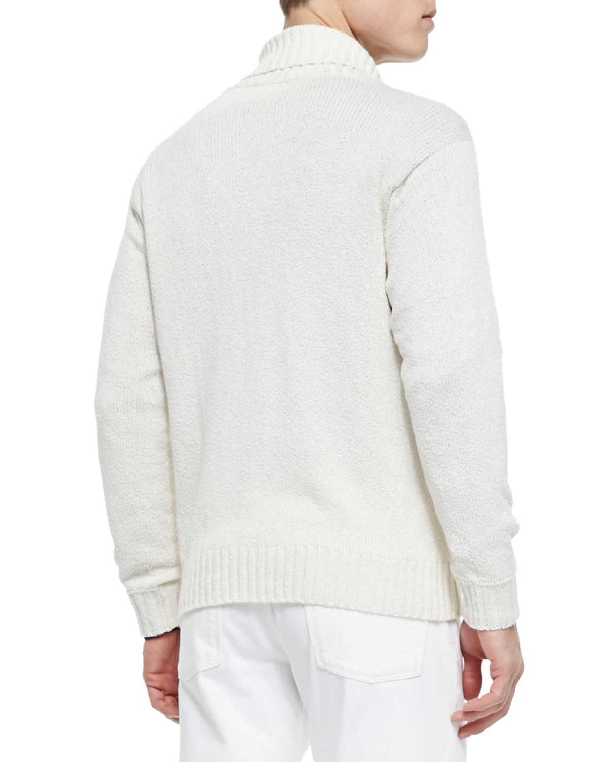 Loro piana Shawl-collar Pullover Sweater in White for Men (LIGHT CREAM ...