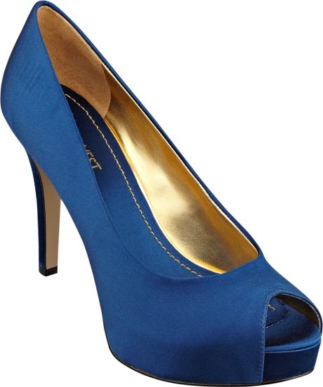 Nine West Camya Peep Toe Pump in Blue (NAVY SATIN) | Lyst