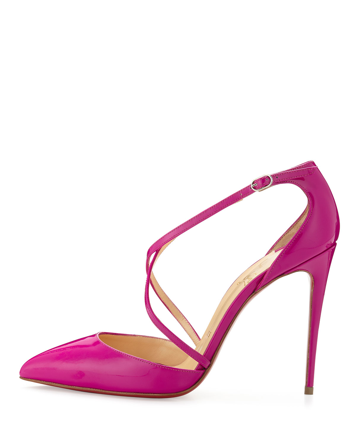 Christian louboutin Blake Crossover Patent Leather Pumps in Pink ...
