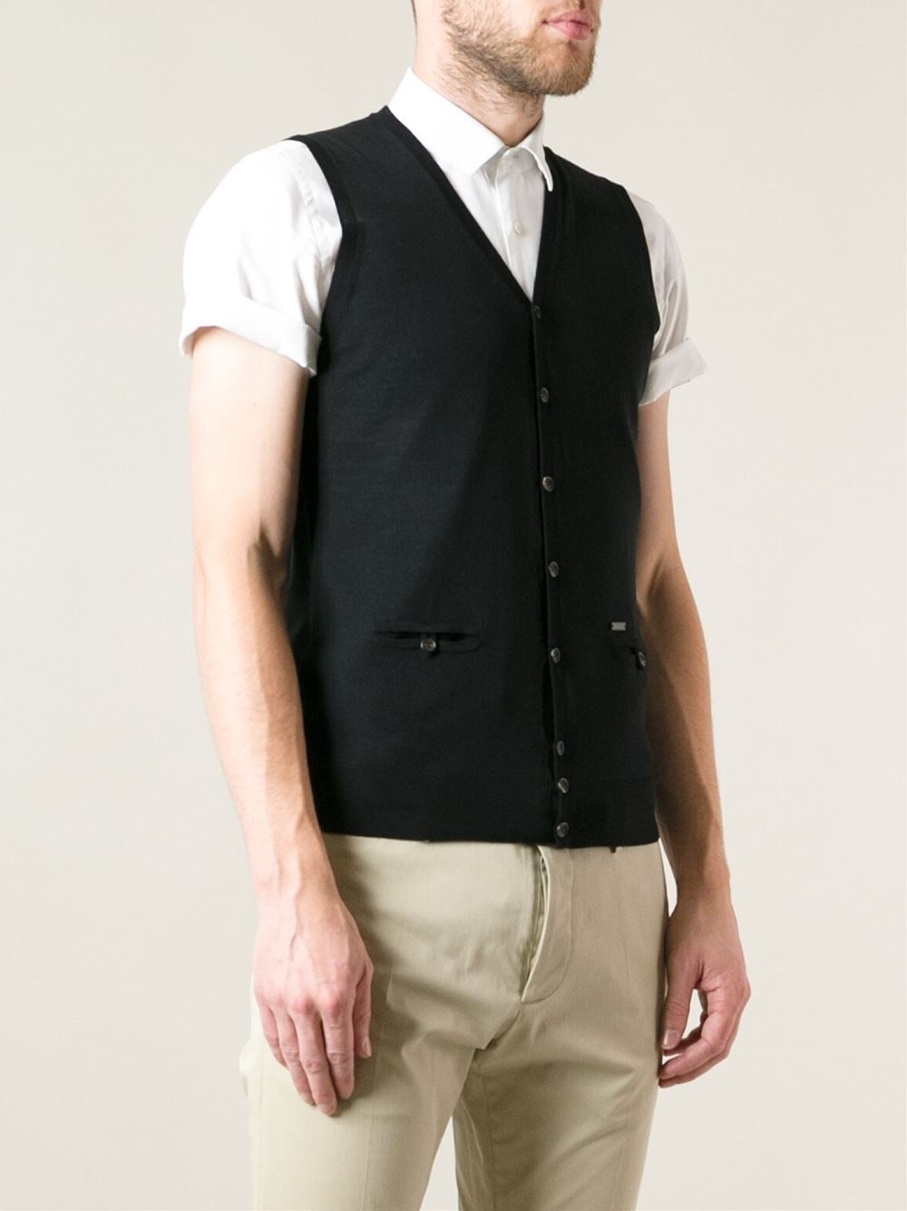 Lyst Dsquared² Sleeveless Cardigan in Black for Men