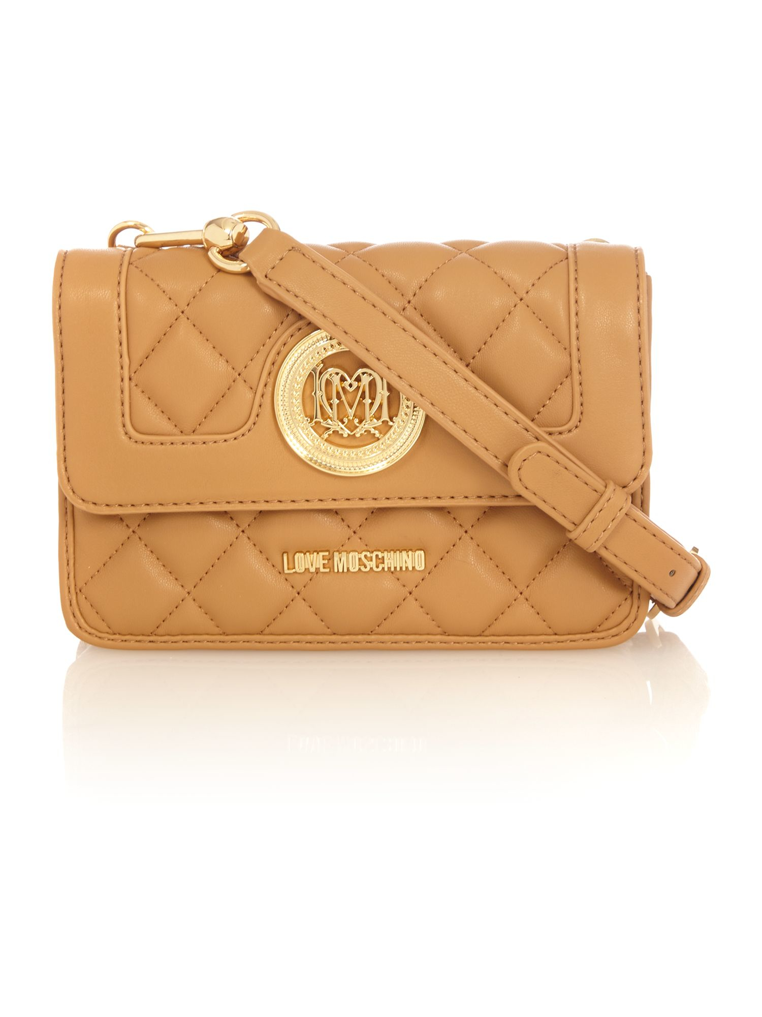 Love Moschino Superquilt Tan Small Crossbody Bag in Brown - Lyst