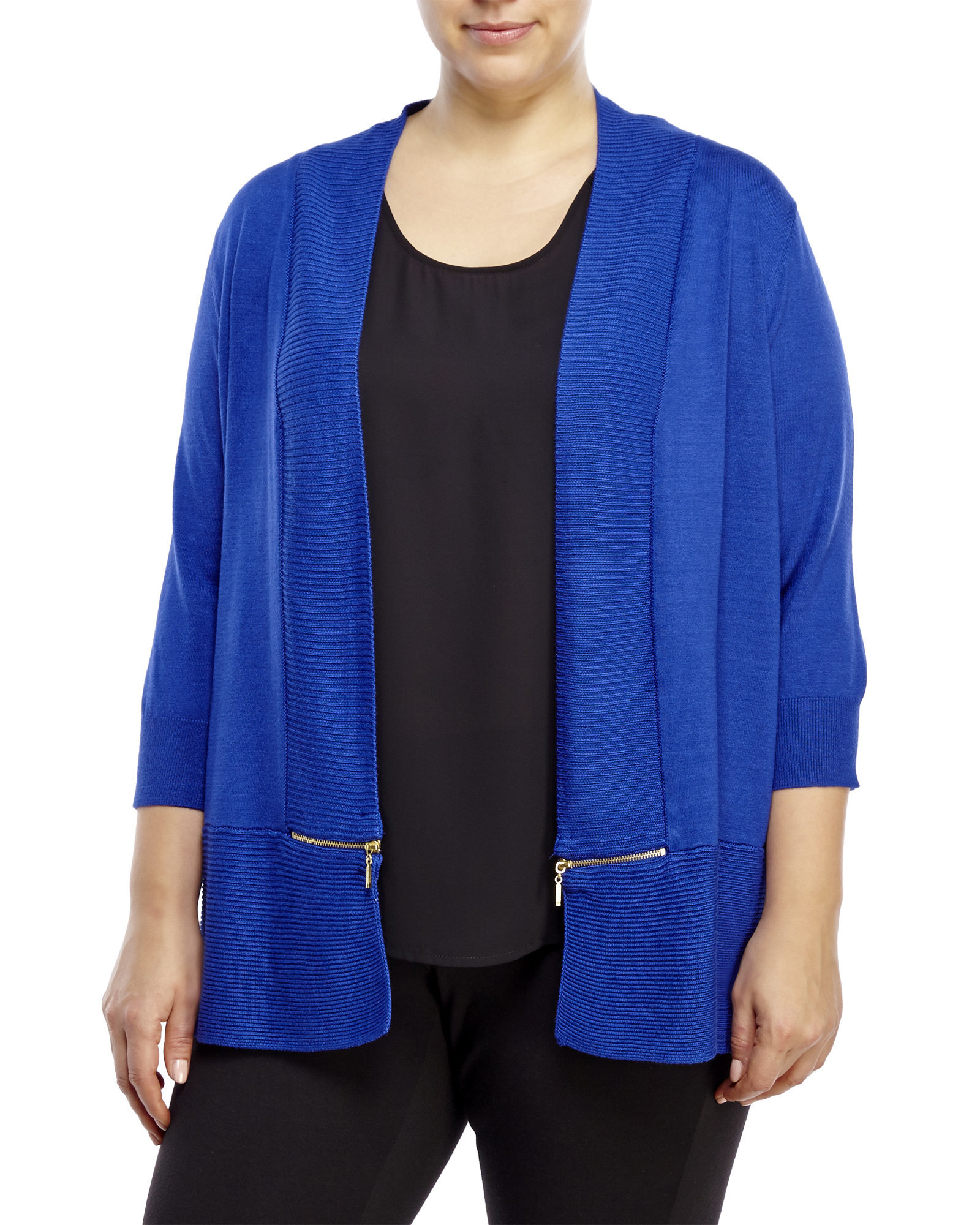 lyst premise studio plus size open front knit cardigan in blue royal blue cardigan plus size