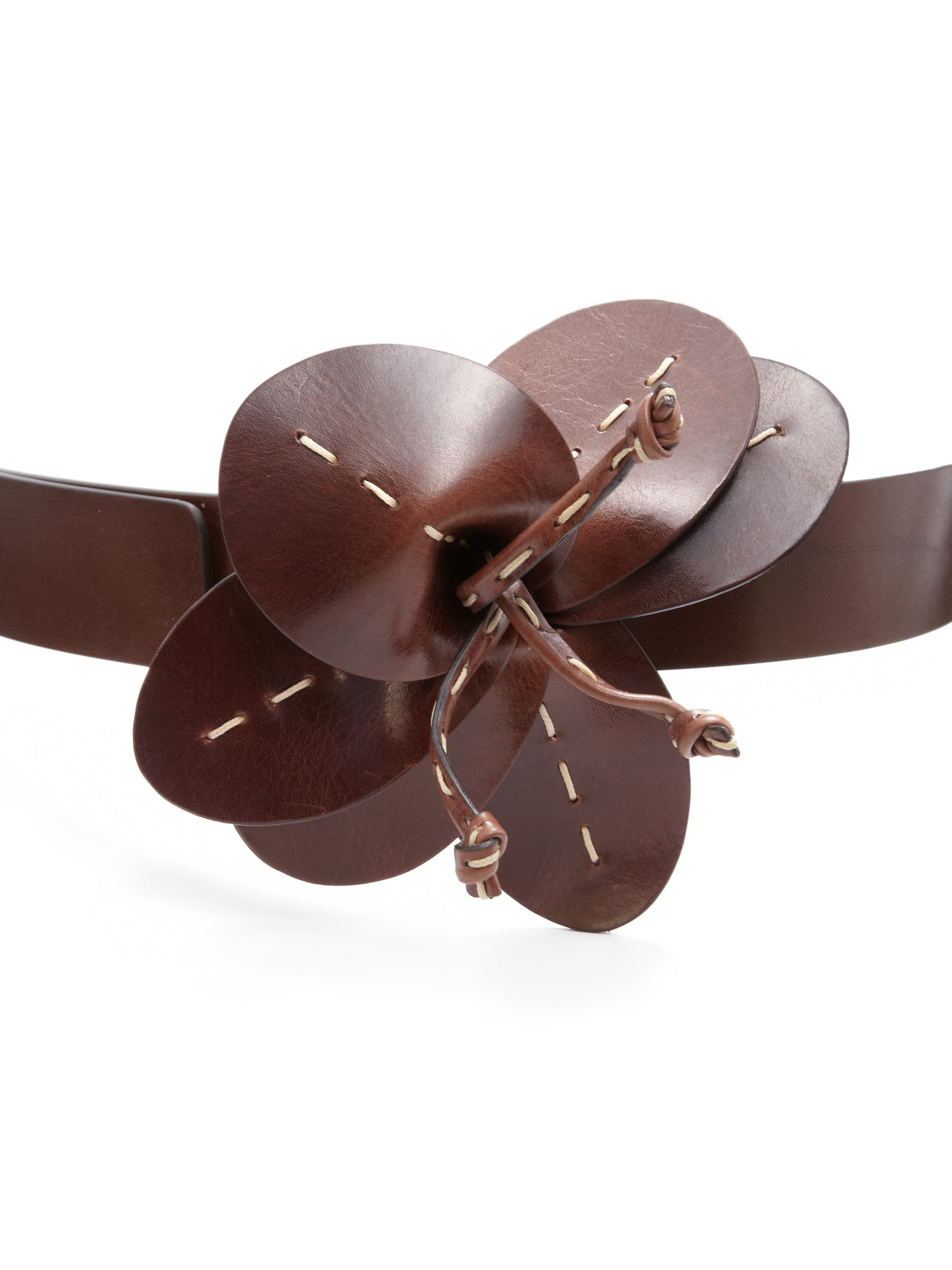 Lyst Michael Kors Medium Leather Flower Belt in Brown