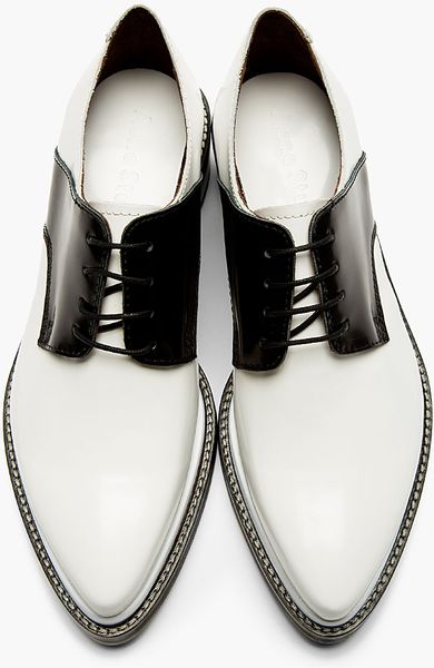 Acne Studios Black and White Lark Mix Saddle Shoes in White (black) | Lyst