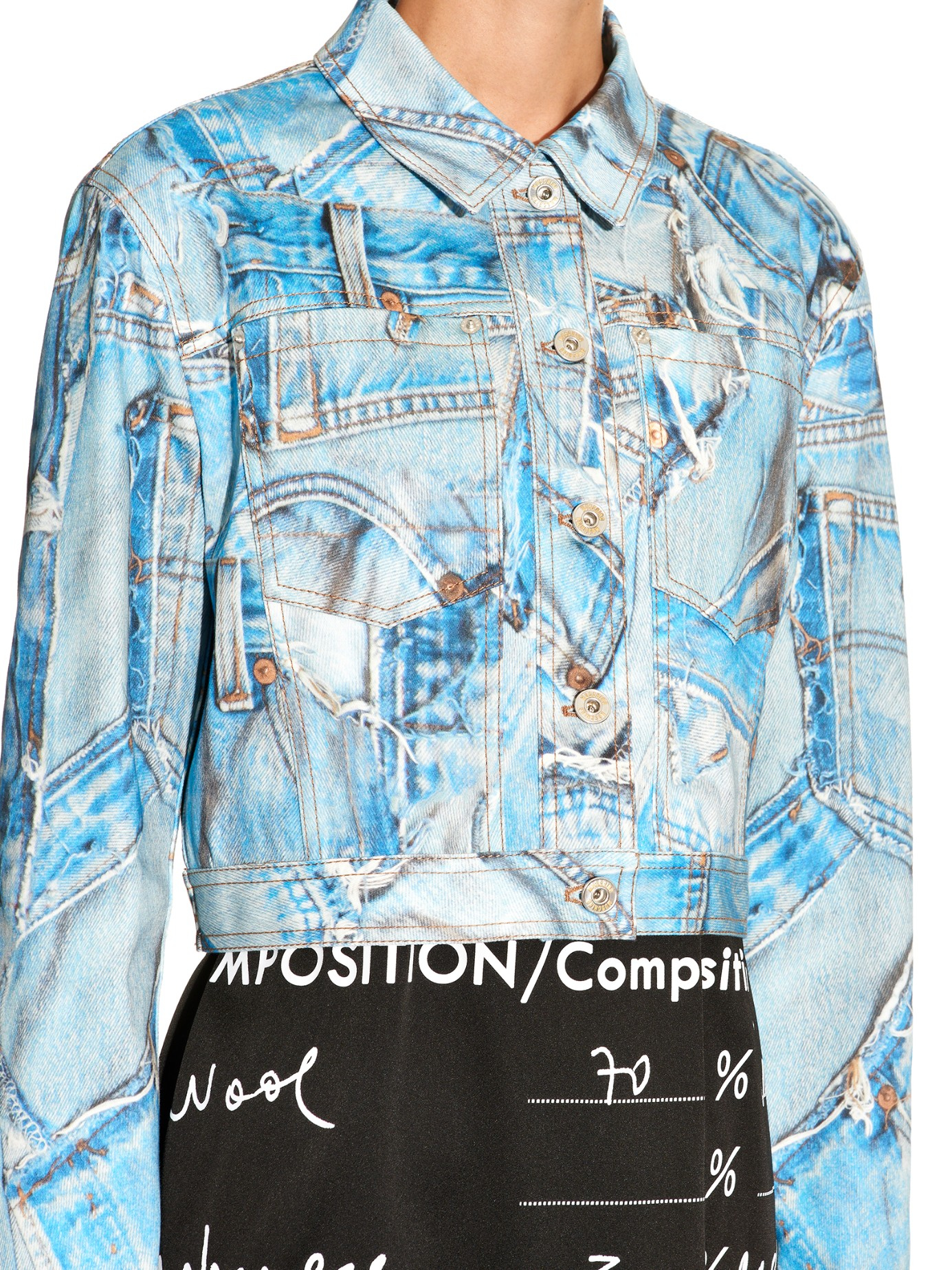 Moschino Denim Patch-Print Denim Jacket in Blue | Lyst