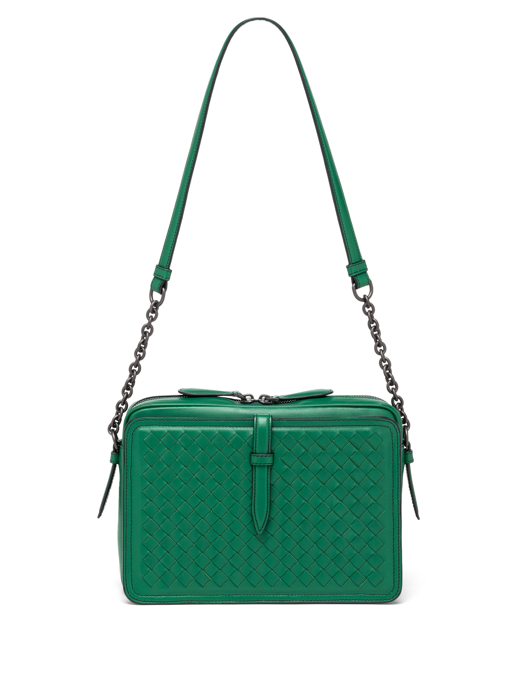 Bottega veneta Intrecciato Leather Box Shoulder Bag in Green | Lyst