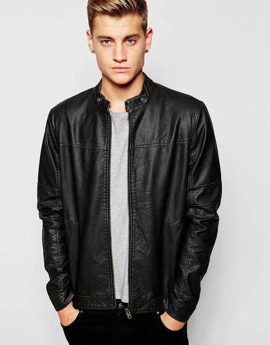 Lyst Jack Jones Faux Leather Jacket In Black For Men Gallery