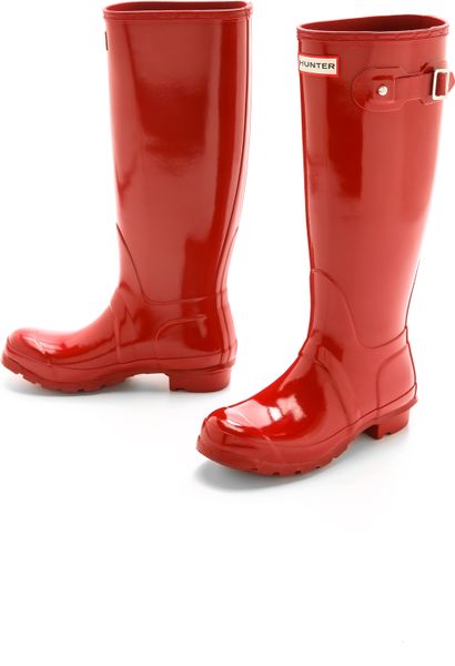 Hunter Original Tall Gloss Boots - Military Red in Red (Military Red ...