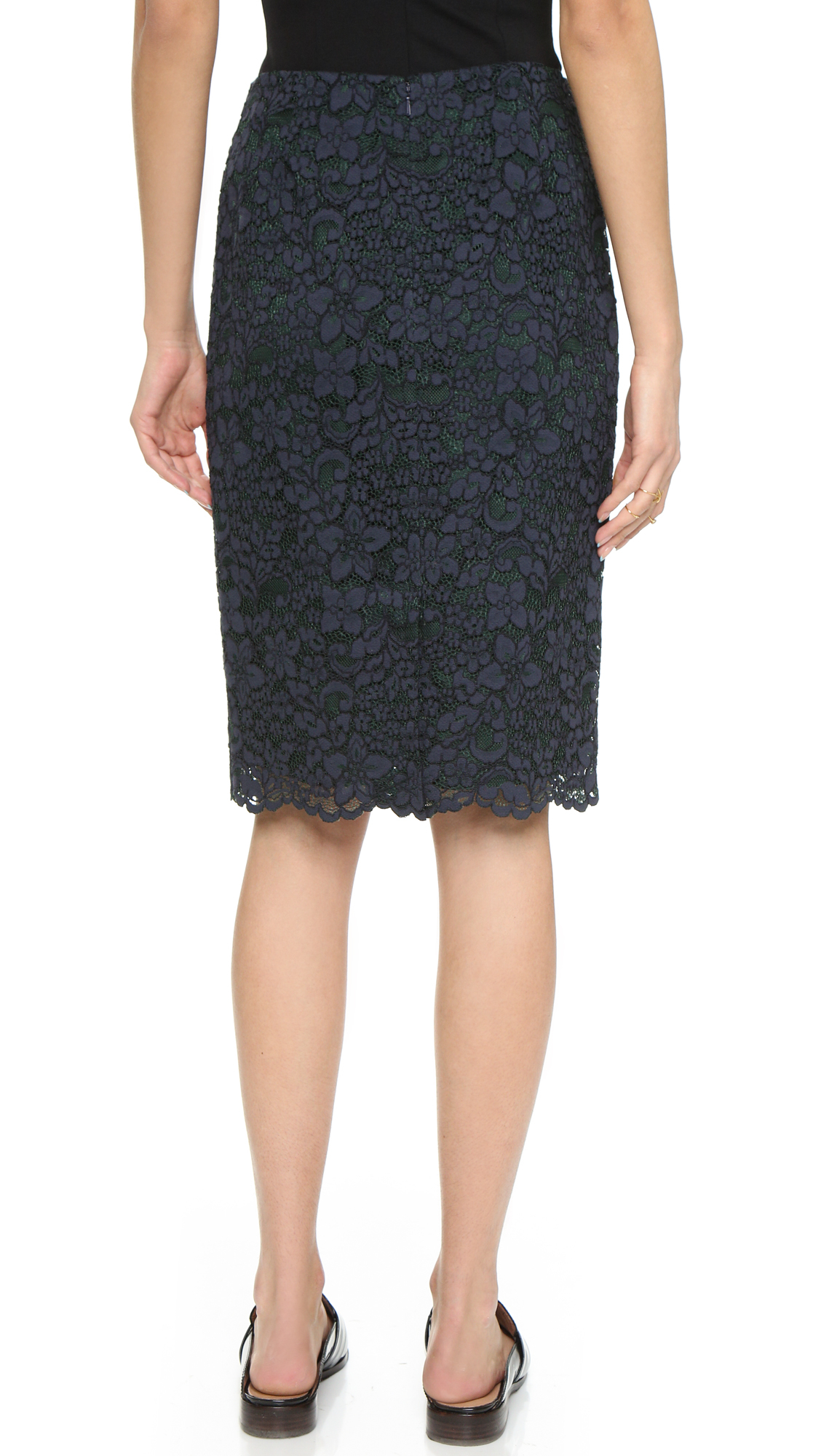 Lyst - Tory Burch Lace Pencil Skirt - Med Navy in Blue