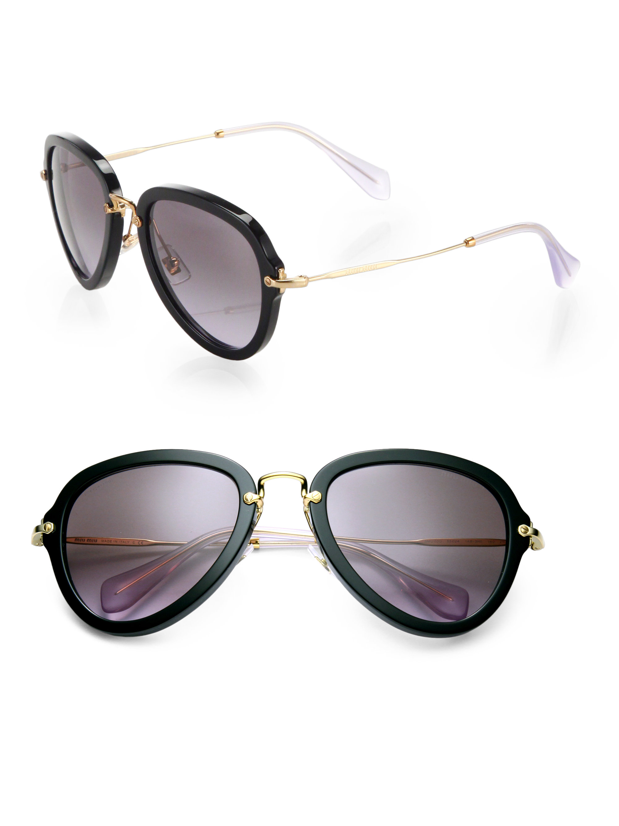 Miu miu Teardrop 53mm Aviator Sunglasses in Black | Lyst