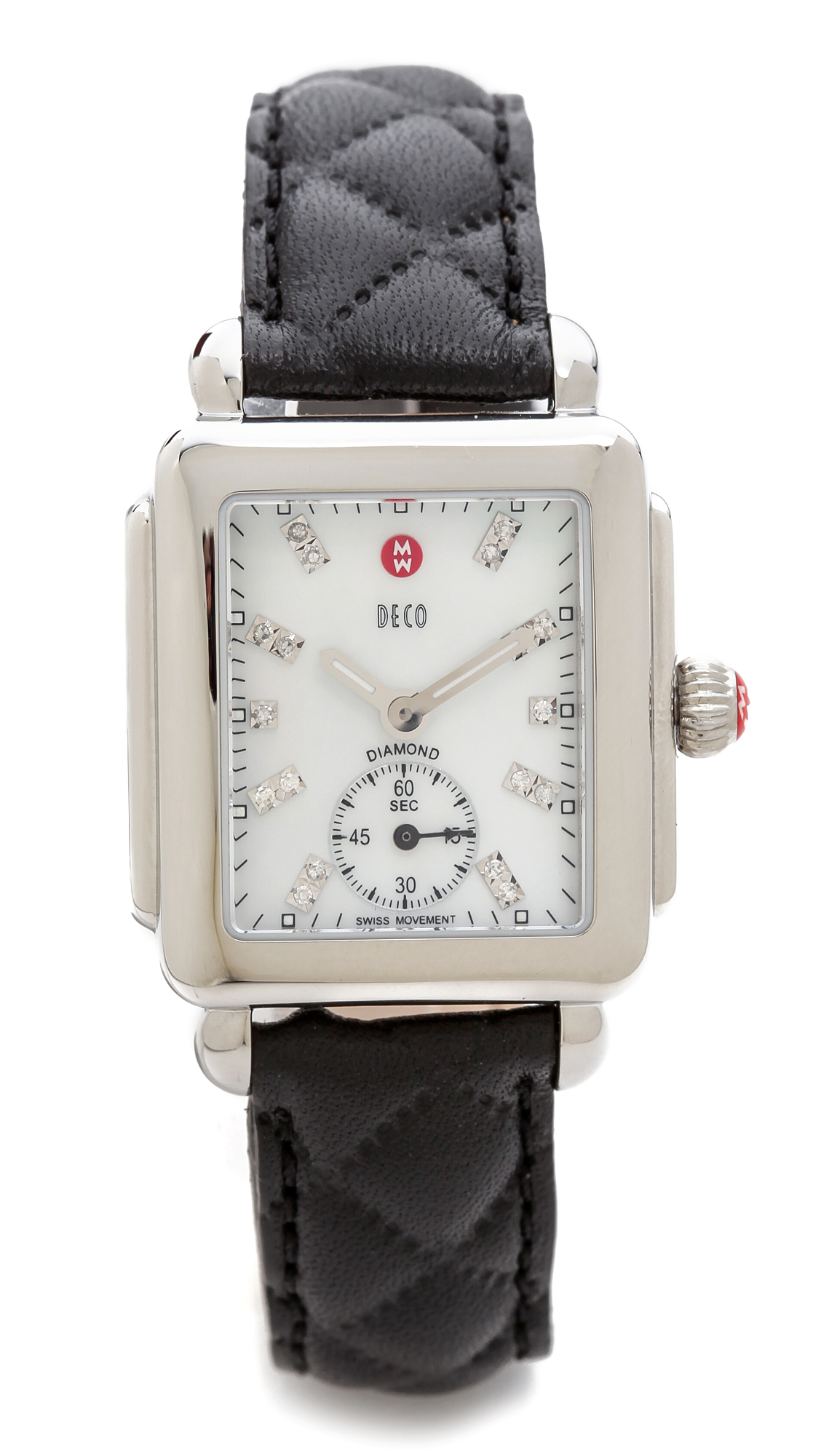 Lyst Michele 16mm Quilted Leather Watch Strap Black in Black