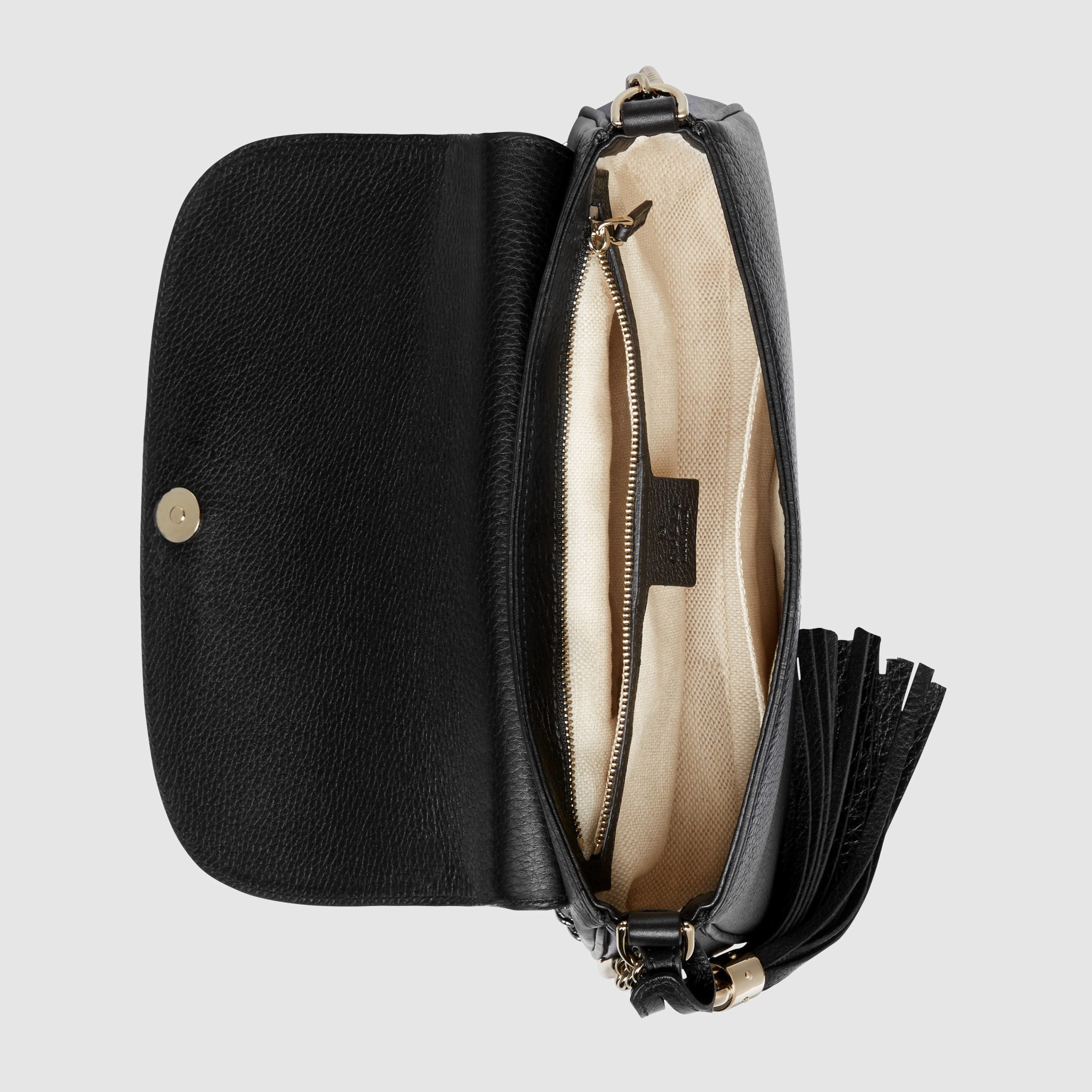 Gucci Soho Leather Shoulder Bag in Black | Lyst