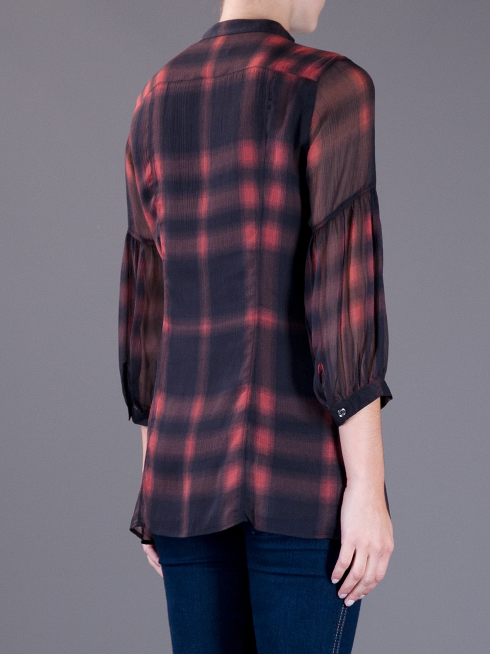 checkered blouse womens