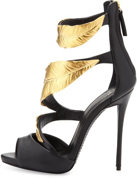 Giuseppe Zanotti Strappy Sandal With Gold Leaves in Gold | Lyst
