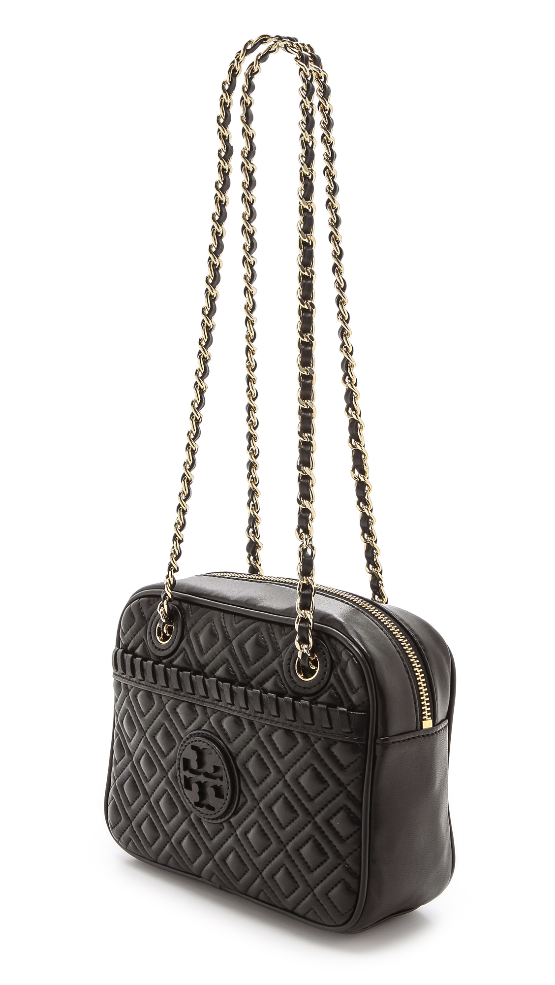 Tory Burch Marion Quilted Cross Body Bag Black In Black Lyst