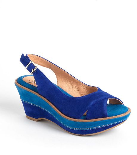 Söfft Betha Suede Slingback Wedge Sandals in Blue | Lyst