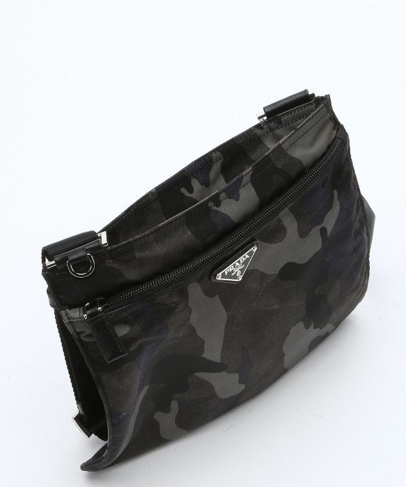 Prada Smoke Camouflage Printed Nylon Flat Shoulder Bag in Gray ...  