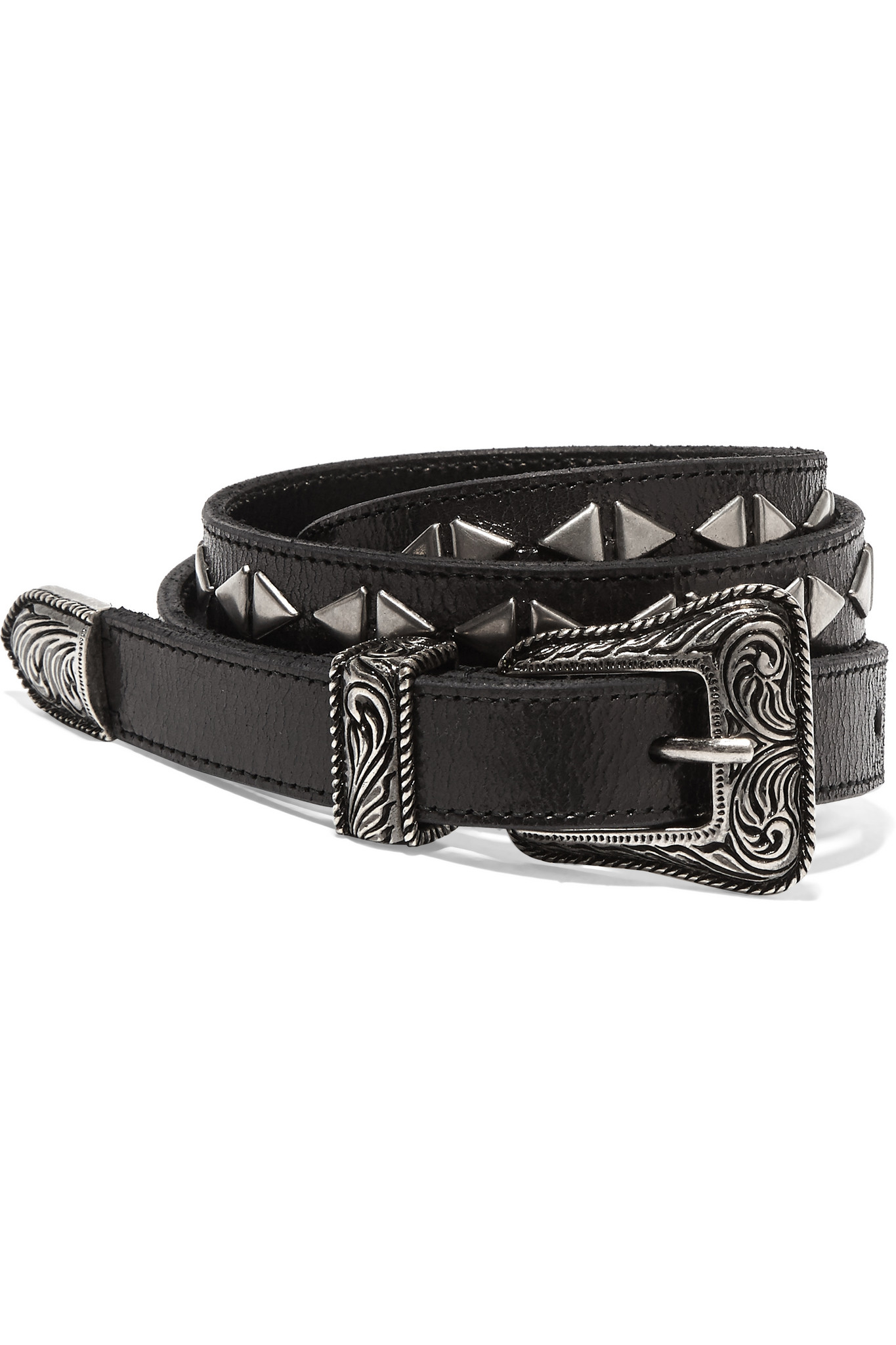 Saint Laurent Studded Leather Belt in Black - Lyst