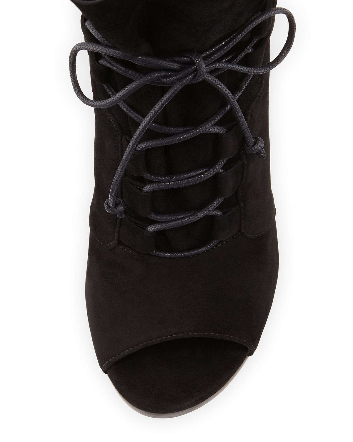 peep toe tie up booties