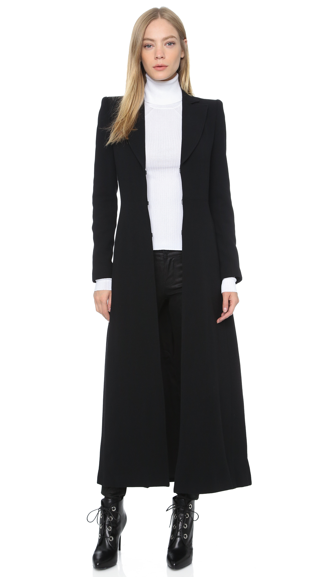 Lyst - Alice + Olivia Talia Pleated Back Long Coat - Black in Black