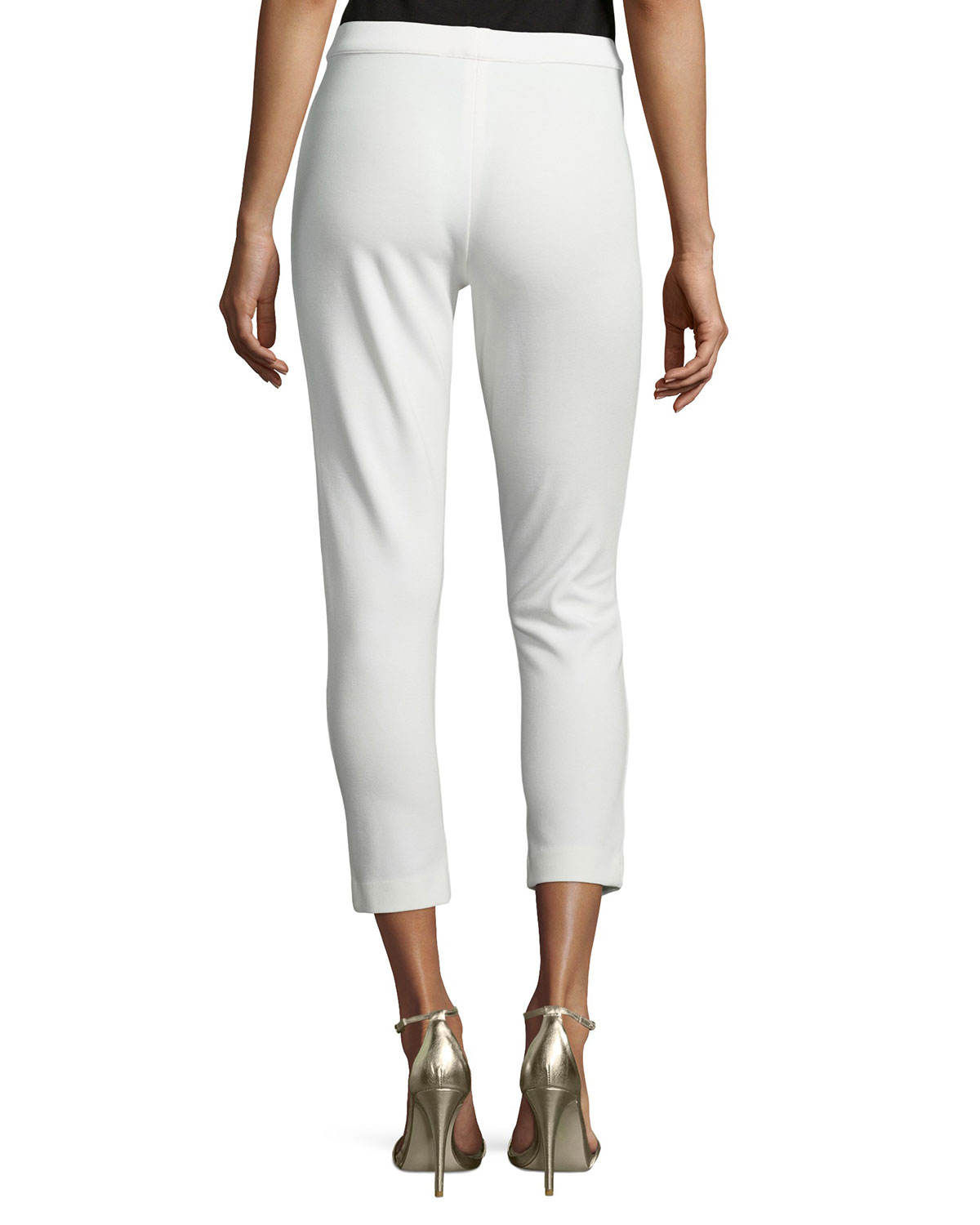 Joan vass Ponte Slim Ankle Pants in Beige (IVORY) | Lyst