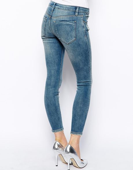 Asos Whitby Low Rise Skinny Ankle Grazer Jeans in Camden Light Wash in ...
