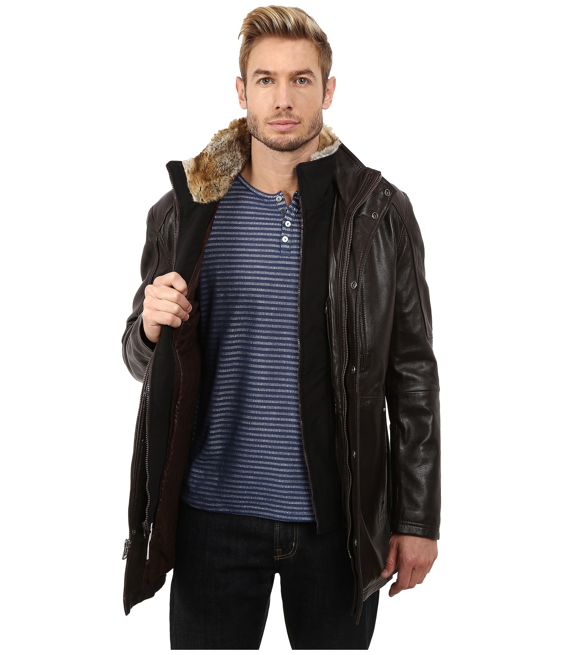 Lyst Marc New York Stuyvesant Smooth Lamb Car Coat W Removable Be Inspired