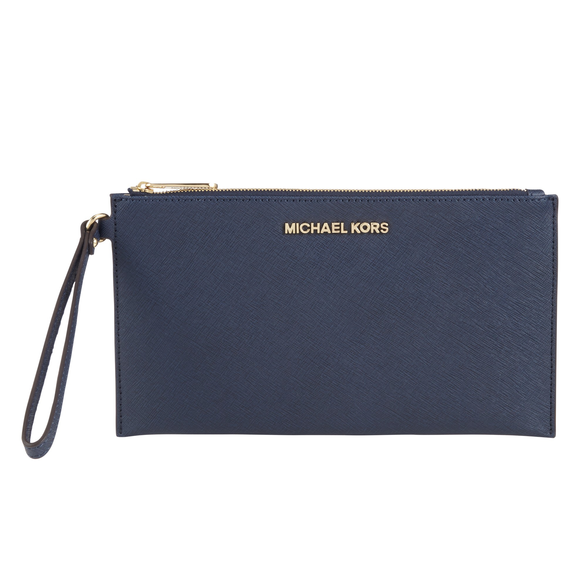 Michael Michael Kors Jet Set Travel Leather Zip Clutch Bag in Blue - Lyst