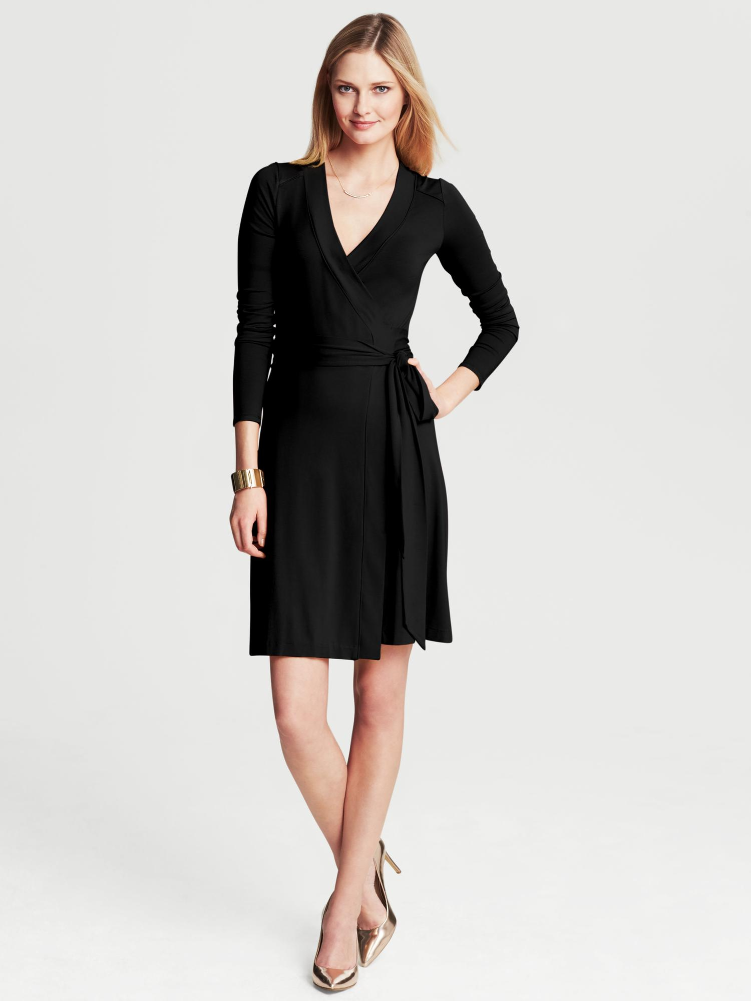 Banana republic Gemma Wrap Dress in Black | Lyst