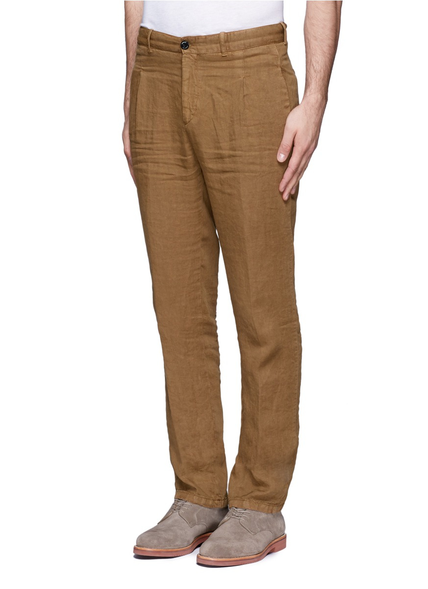 Armani Linen Pants in Brown for Men | Lyst