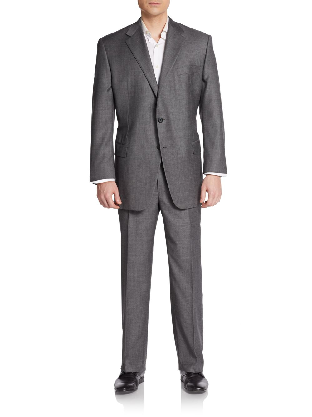 Hickey freeman Regular-Fit Melange Worsted Wool Suit in Gray for Men ...