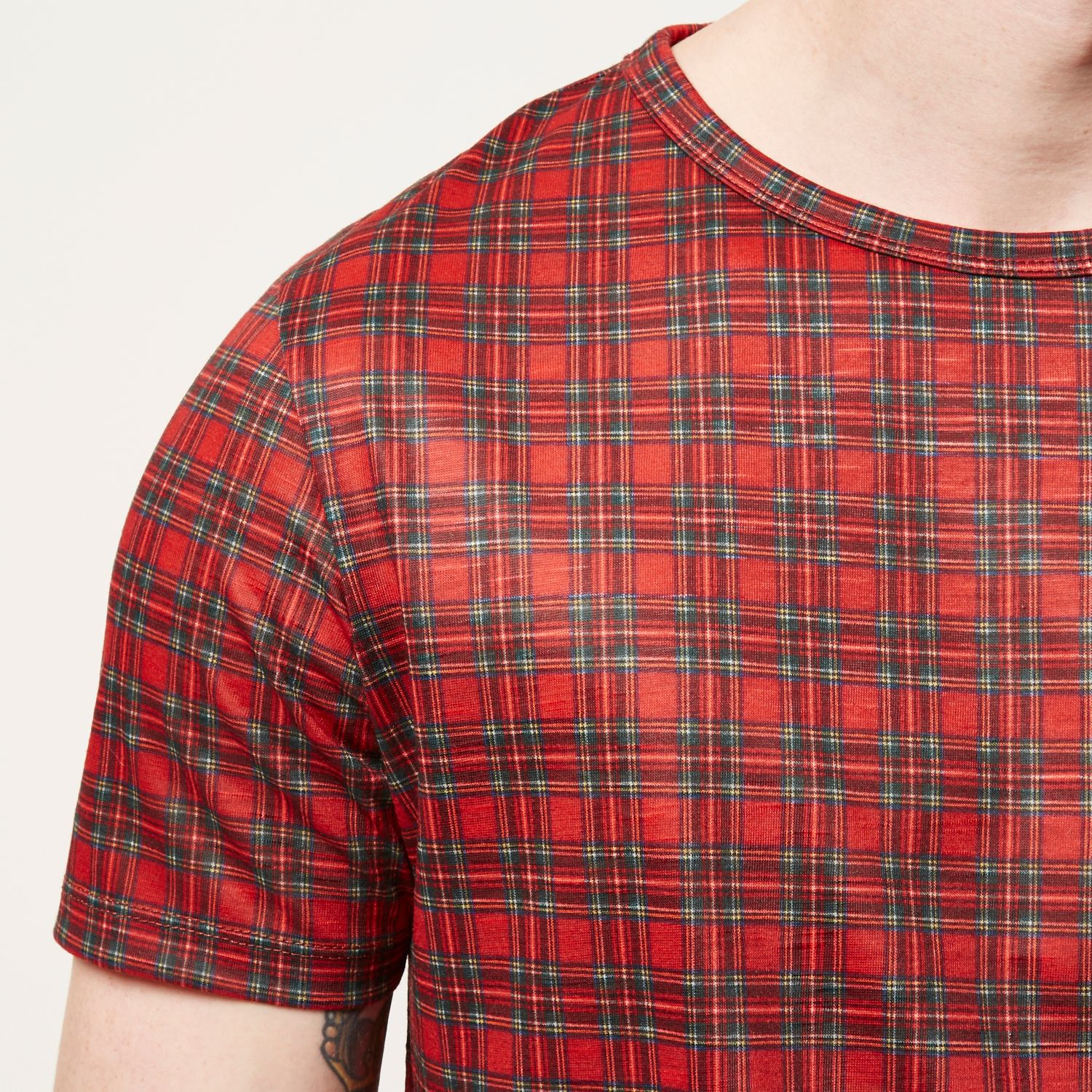 River Island Bright Red Plaid Check T-shirt in Red for Men ...
