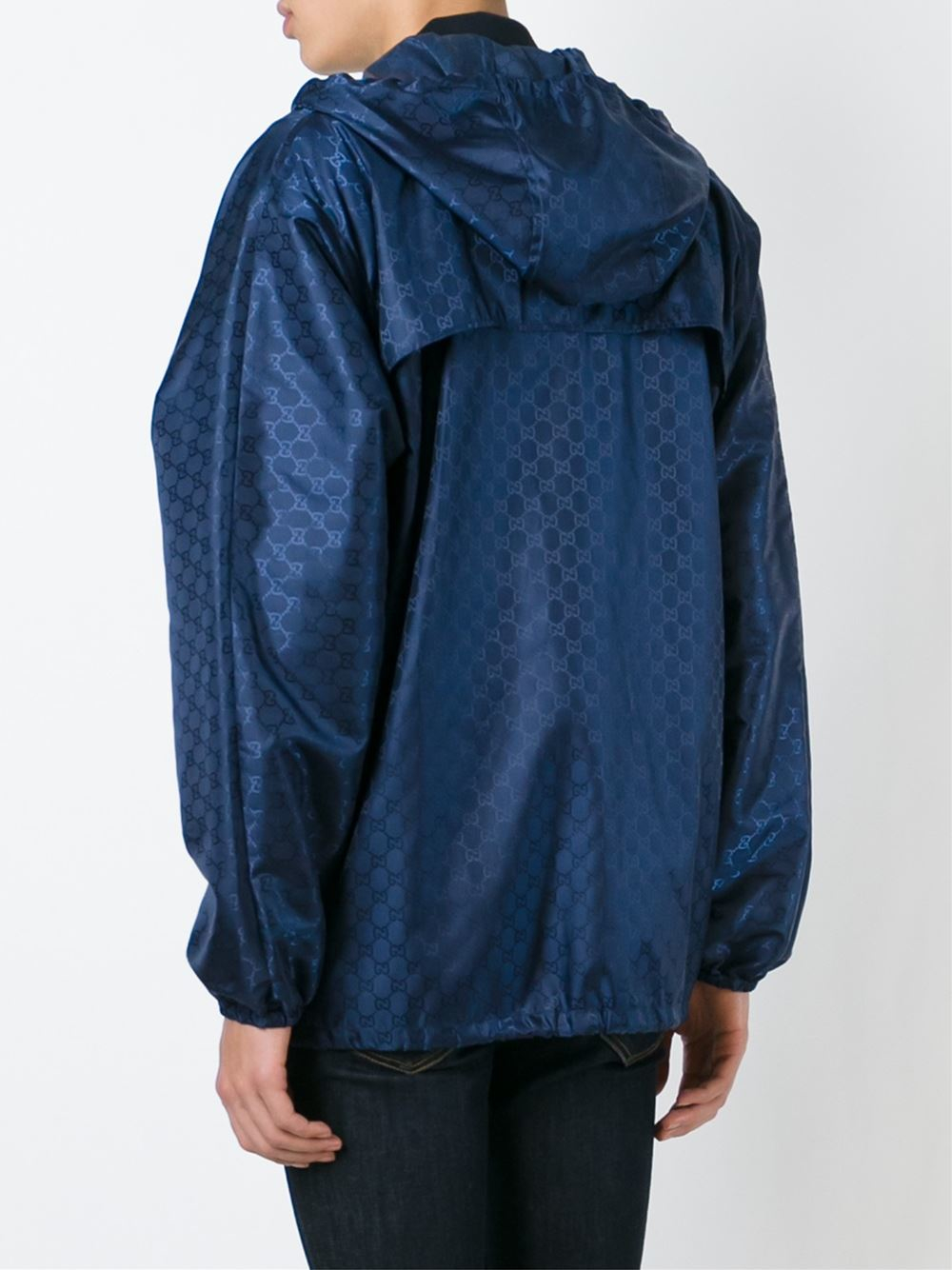 Gucci Gg Jacquard Nylon Windbreaker in Blue for Men - Lyst