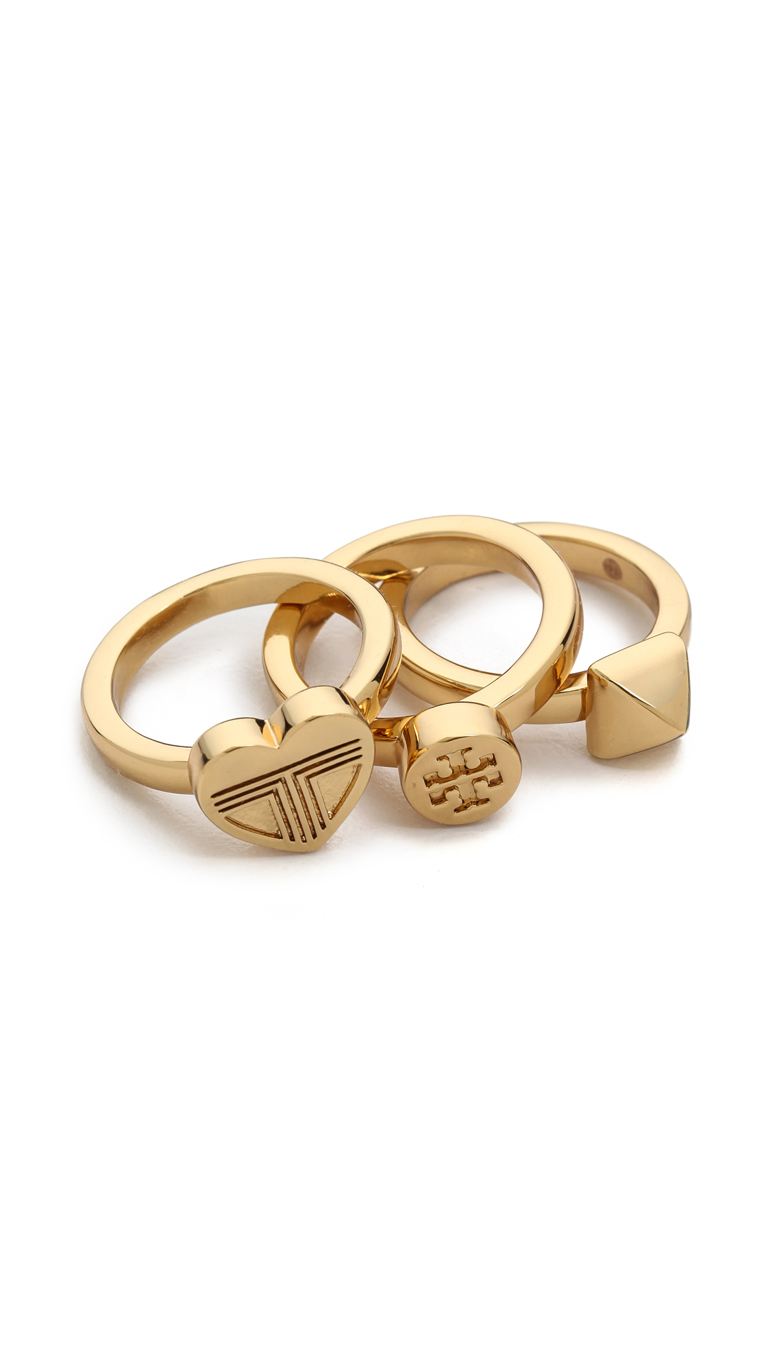 Lyst Tory Burch Adeline Stackable Rings Shiny Gold in Metallic