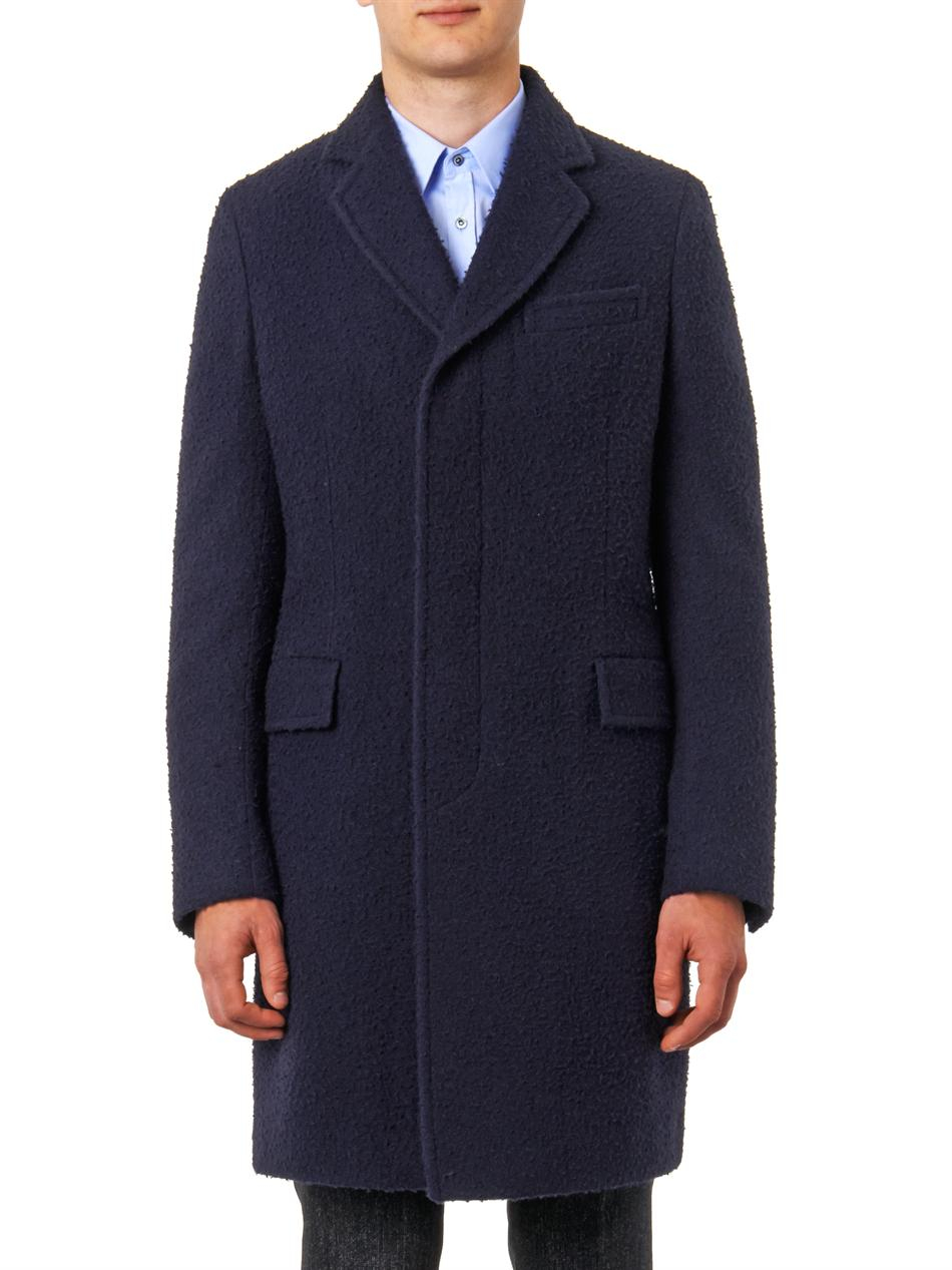 Gucci Casentino Wool Coat in Blue for Men | Lyst