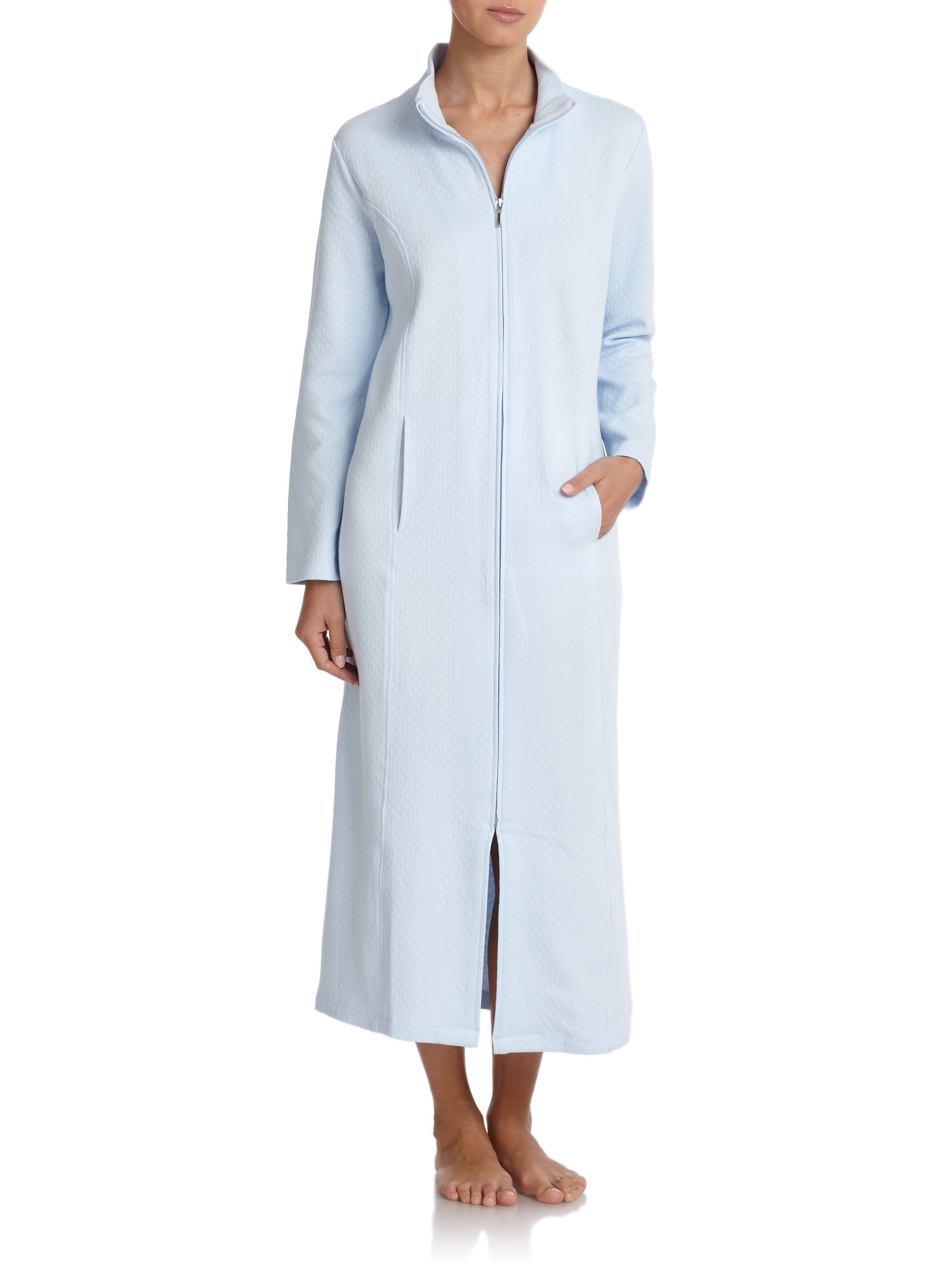 Lyst Cottonista Quilted Zip Front Robe In Blue 