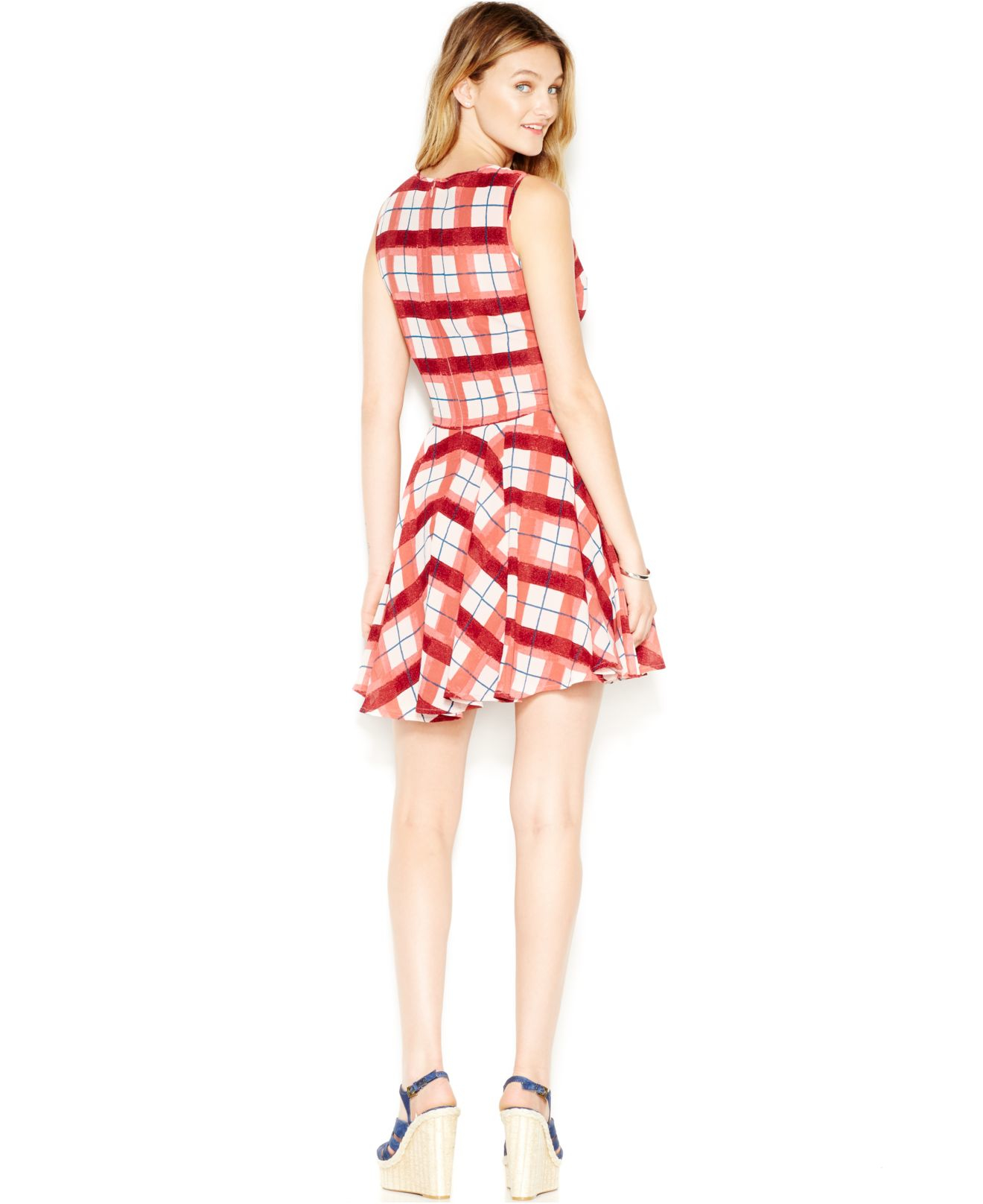 Maison jules Printed Fit-And-Flare Dress in Blue | Lyst