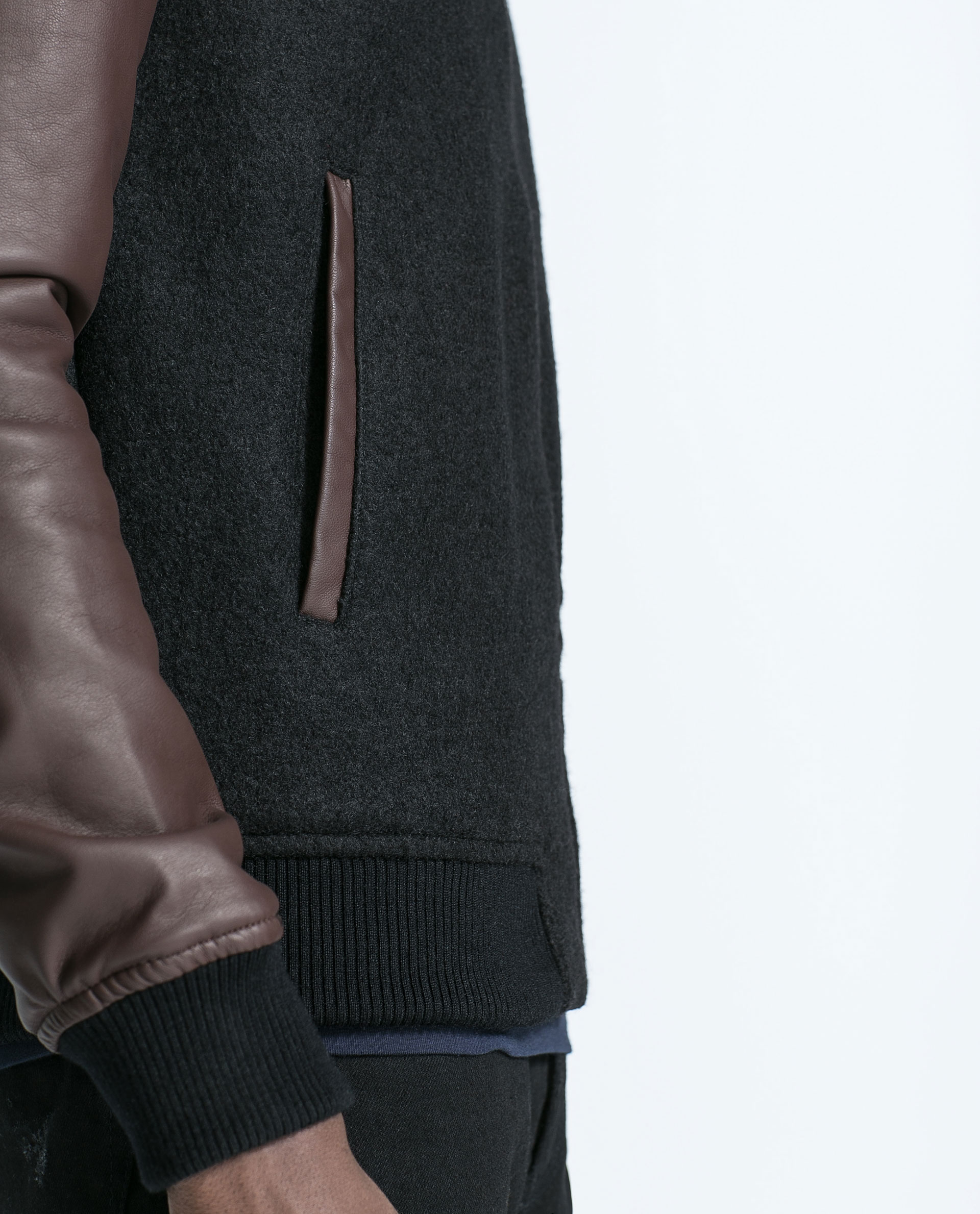 Zara Combination Bomber Jacket in Black for Men | Lyst