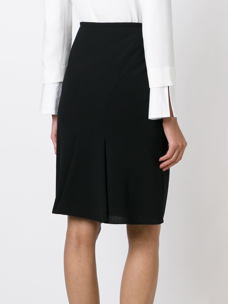 Armani Inverted Pleat Straight Skirt in Black | Lyst