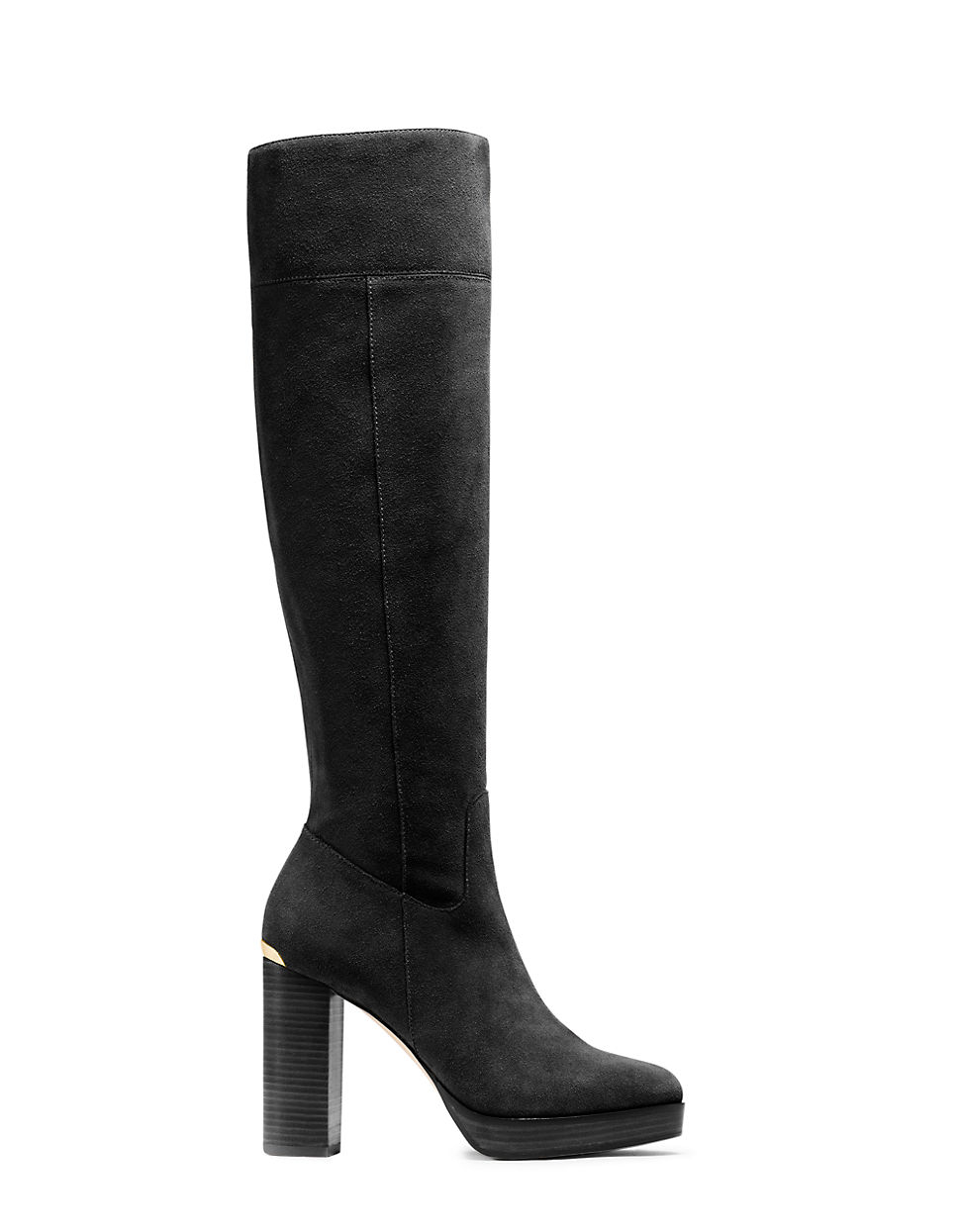 MICHAEL Michael Kors Regina Suede Platform Knee-high Boots in Black - Lyst
