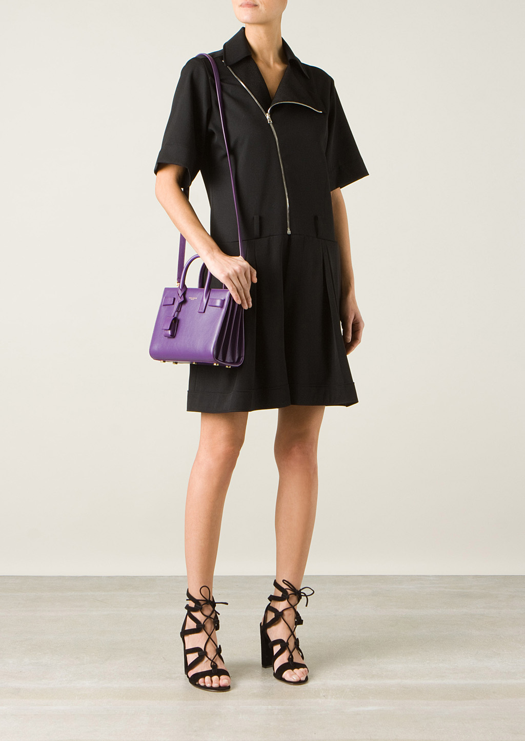 Sac De Jour Small Suede Fringe Satchel Bag, Black