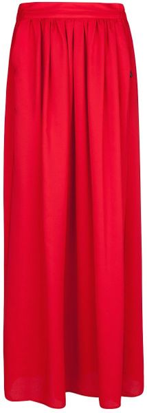 Mango Flowy Long Skirt in Red | Lyst