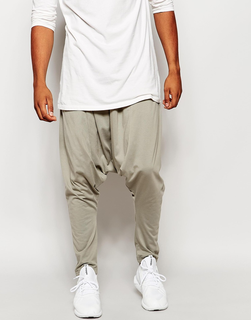 grey drop crotch joggers