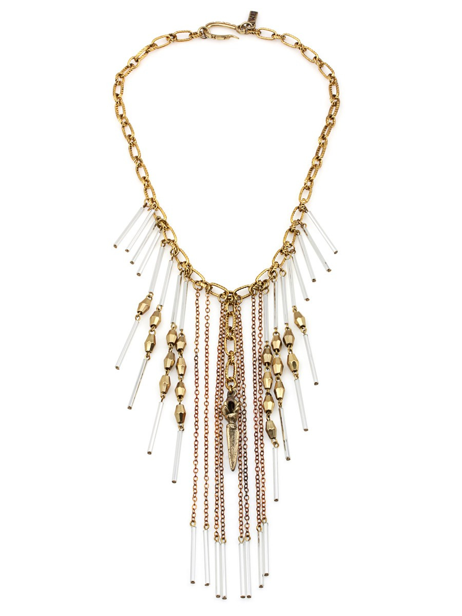 Vanessa mooney Masquerade Clear Statement Necklace in Gold (Clear) | Lyst
