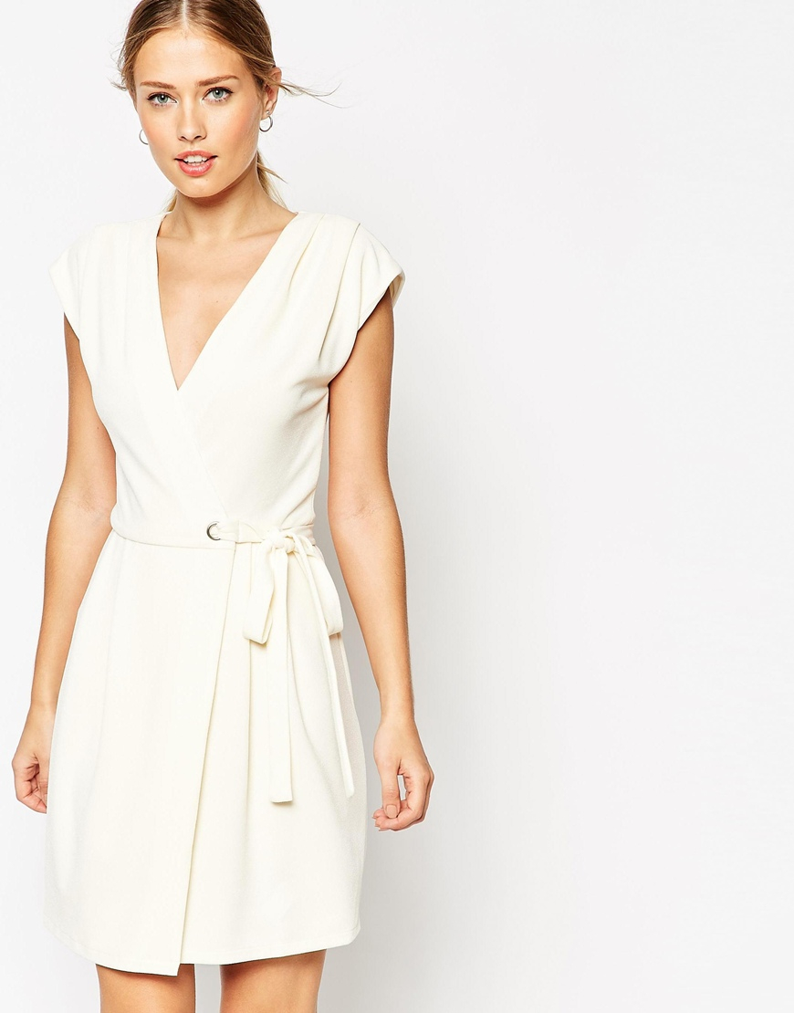 Lyst - Asos Wrap Dress With Eyelet Details in White