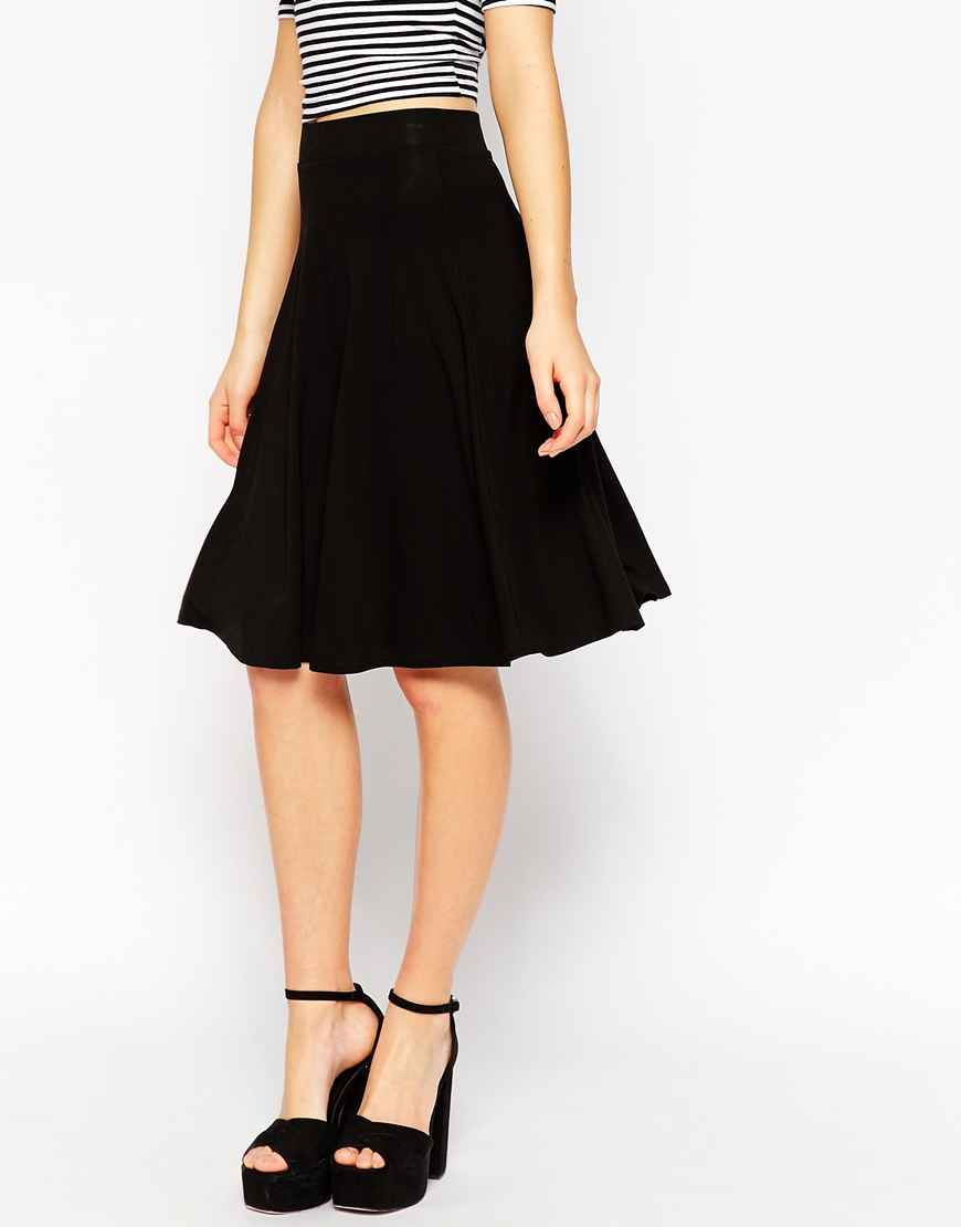 Lyst Asos Midi Skater Skirt In Jersey In Black